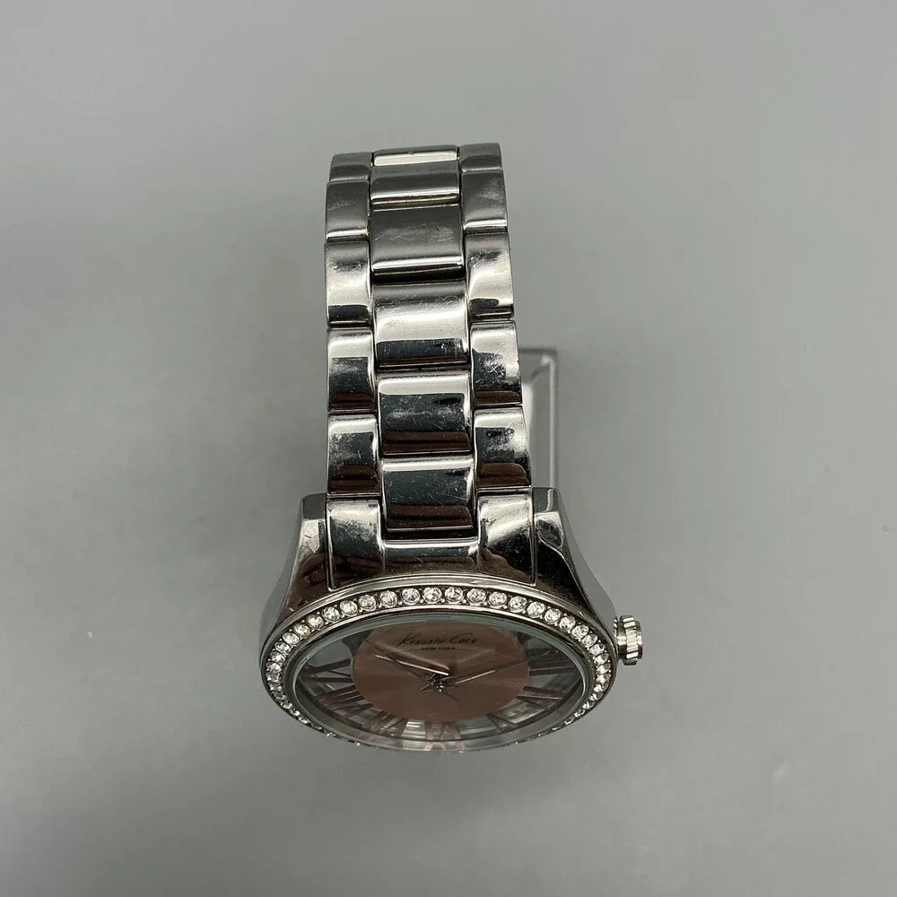 Kenneth Cole New York Womens Watch 40mm Rose Dial Crystals New Battery 7.5